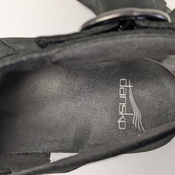 Dansko Sera Wedge Sandals, Black Leather, Women's 42 EU (US 11) - Picture 5 of 7